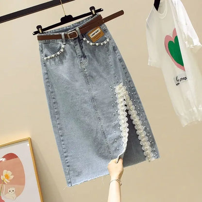 Woman Denim Skirt Korean Style Jeans Skirts For Women Zipper High Waist A Line Modest Fashion Stylish Offer Promotion Hot New In