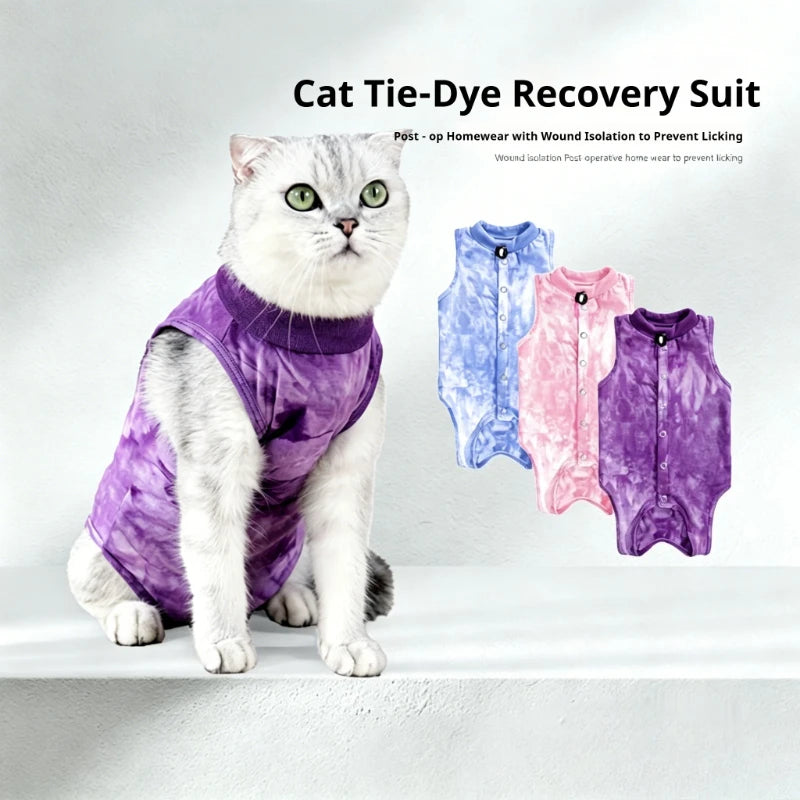 Cat Suit for Spring and Summer, Postoperative Clothing for Pet Cats Breathable Fitted Button-Style Cat Recovery Outfit
