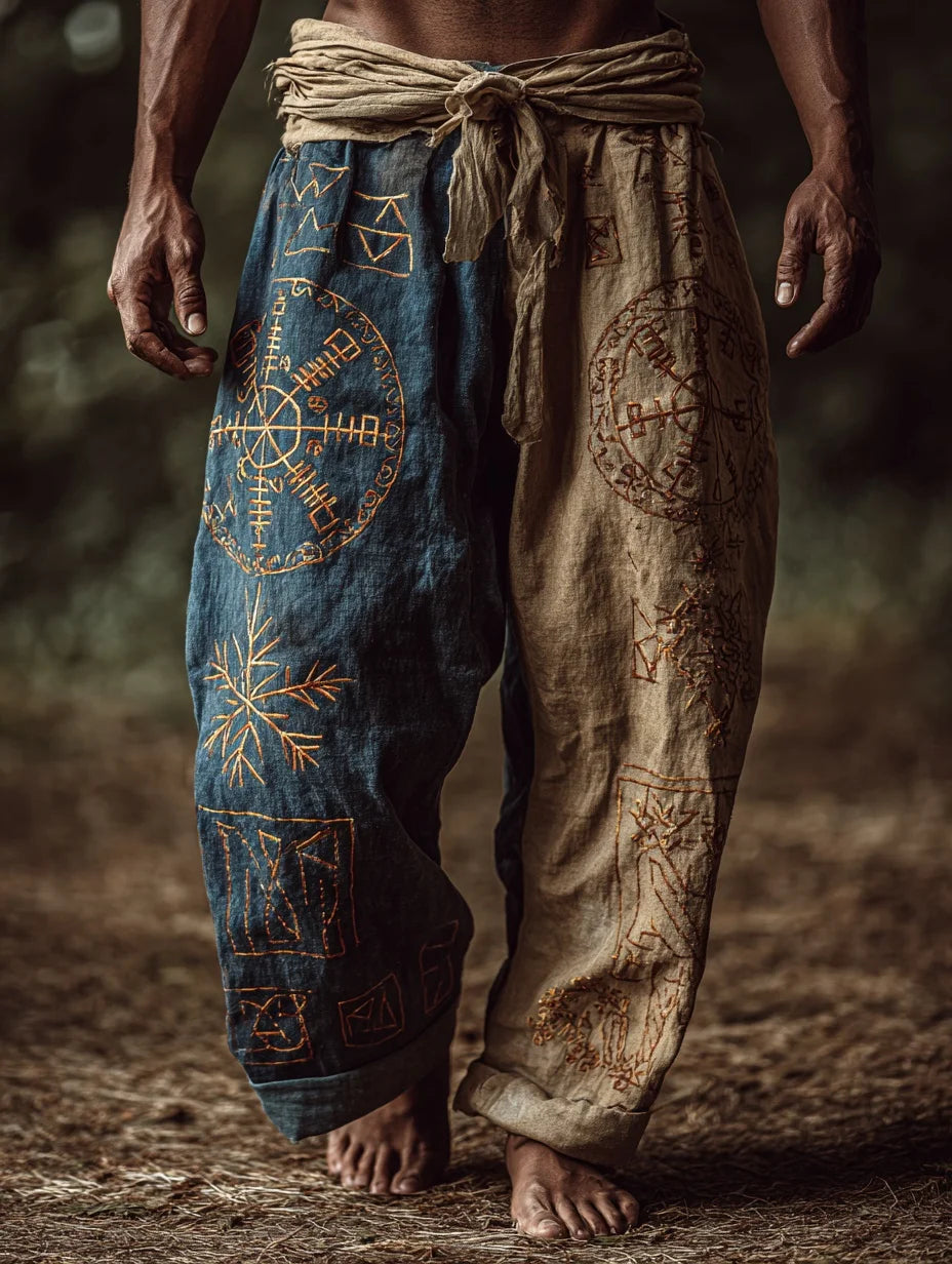 Men's Viking Nordic Sun Art Knot Tribe Celtic Rune 3D Printed Casual Pants Drawstring Straight Leg Pants Summer Beach Pants