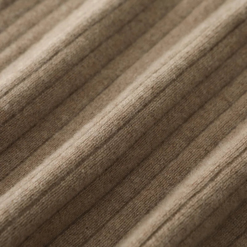 Women's Knitted Skirt 100% Merino Wool Sheath Skirt Solid Color Autumn/Winter Fashion Vertical Strip Wrap Hip Skirt Split Skirt