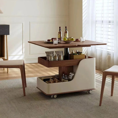 Coffee table liftable rock slab side table living room sofa side cabinet movable cart multi-function movable lifting coffee tabl