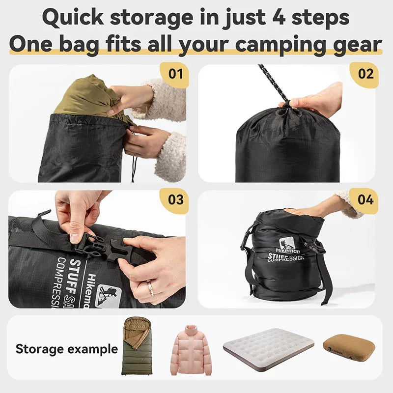 Outdoor Sleeping Bag Compression Bag - Camping Travel Storage Organizer for Clothes & Gear, Large Capacity Portable Packing Bag