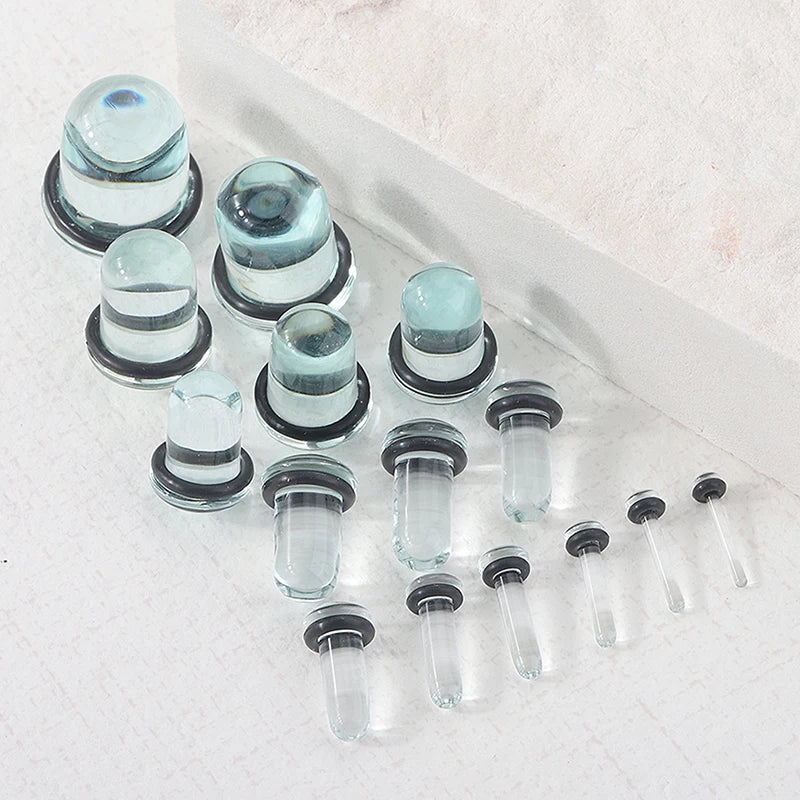 2pcs Glass Ear Gauges Stretching Kit Short Taper Expander 1.6-16mm Stretching Ear Tunnels And Plugs Body Piercing Jewelry