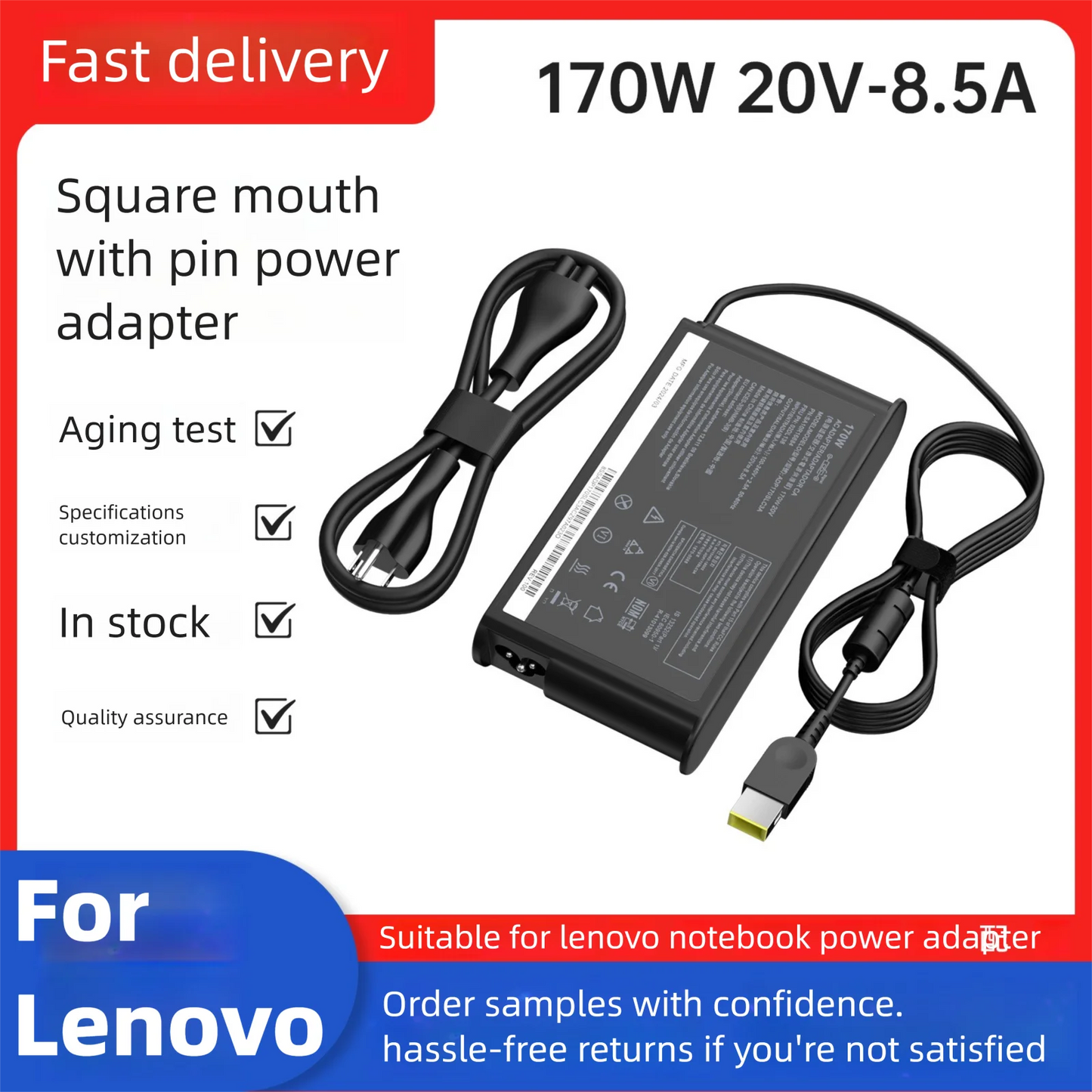 20V 8.5A 170W USB AC Laptop Power Adapter Supply For Lenovo Legion Y720-15 Y7000P P50 P51 P70 P71 W540 W541 45N0501 Charger