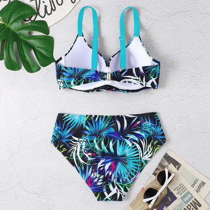 Sexy Push Up Bikini Set 2026 Women Printed Swimsuit Mid Waist Swimwear Female Bathers Swimming Bathing Swim Suit Beachwear