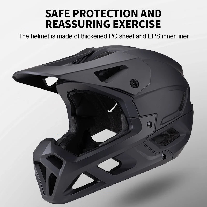 Horntour 2025 Adult Mountain Bike Helmet Full Face Integrally Molded Motorcycle Riding Safety Bicycle Helmet Head Protection