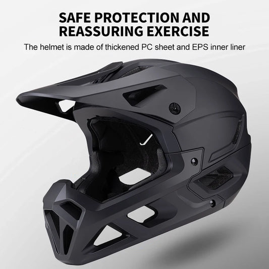 Horntour 2025 Adult Mountain Bike Helmet Full Face Integrally Molded Motorcycle Riding Safety Bicycle Helmet Head Protection