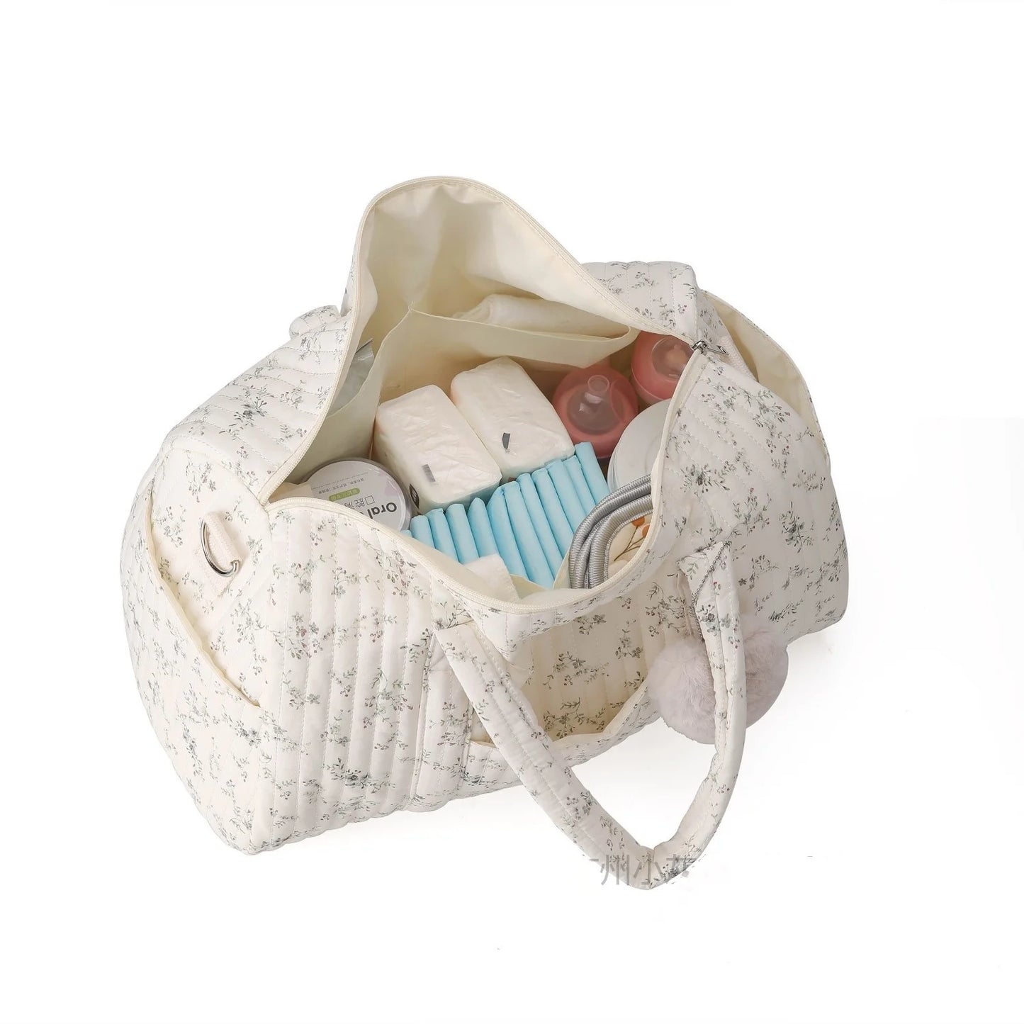 Large Capacity Mommy Bag Travel Tote Bag for Women Baby Diaper Bag Floral Print Multifunctional Crossbody Bag