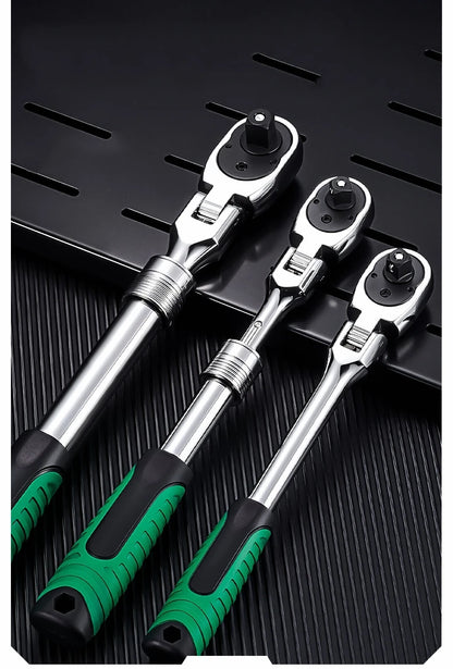Drive Socket Drive Standard Ratchet Wrench , 1/4，3/8，1/2 Inch Flexible 72-Tooth Extendable Telescopic Socket Spanner Wrench
