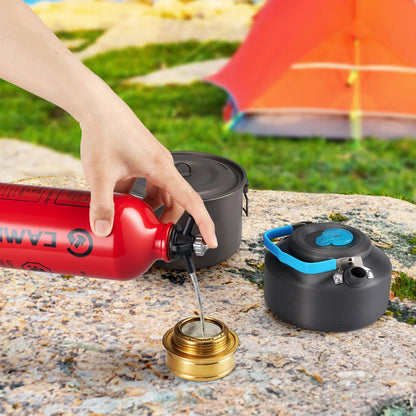 CAMPEAK Liquid Fuel Bottle Can 1L Red Water Bucket for Outdoor Camping with Safety Valve