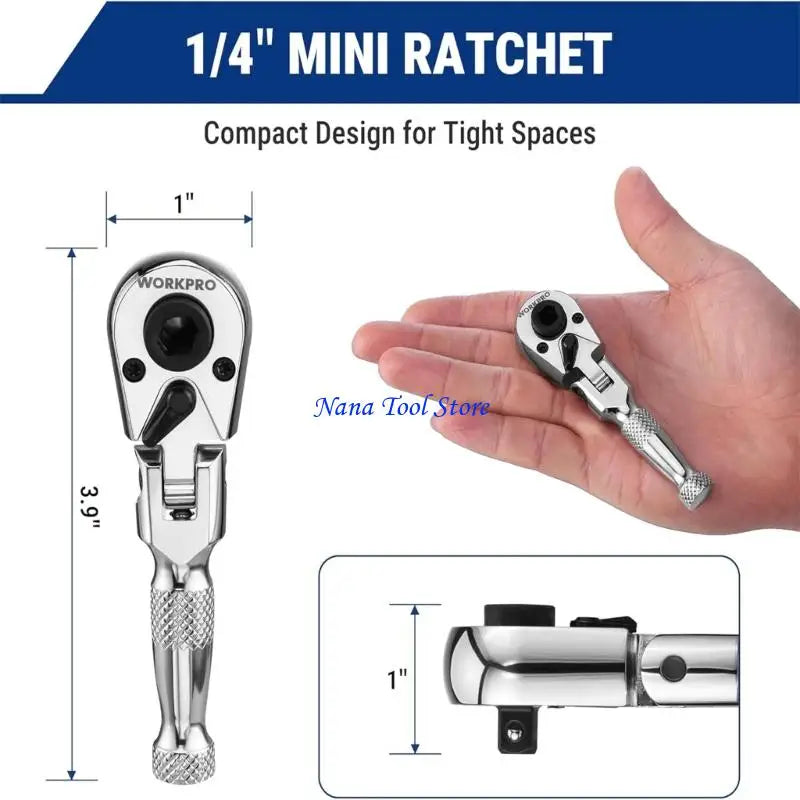 31GJ 1/4inch Drive Ratcheting Wrench Featuring 72Tooth Mechanism Reversible Switching