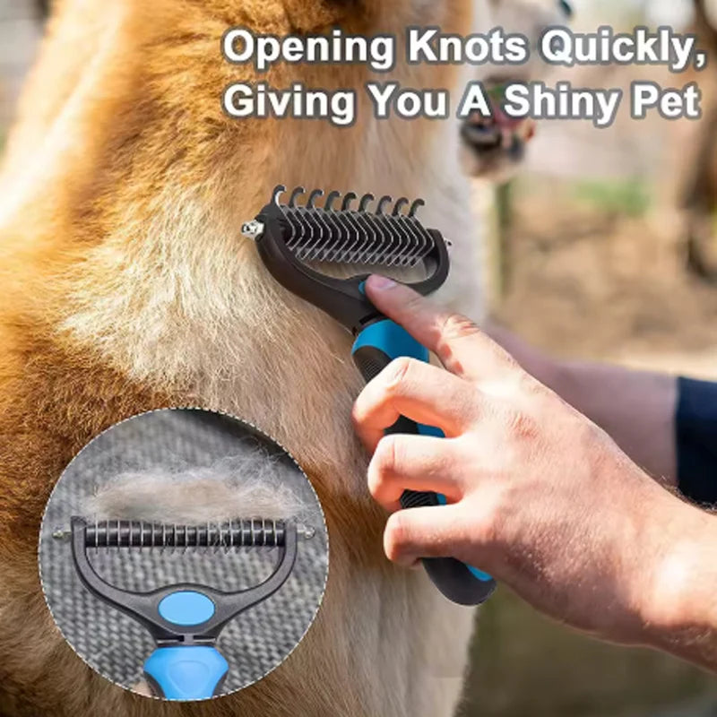 Dog Cat Grooming Brush Deshedding Tool Double-sided Deshedding Comb Gentle Pet Grooming Tool Pet Supplies