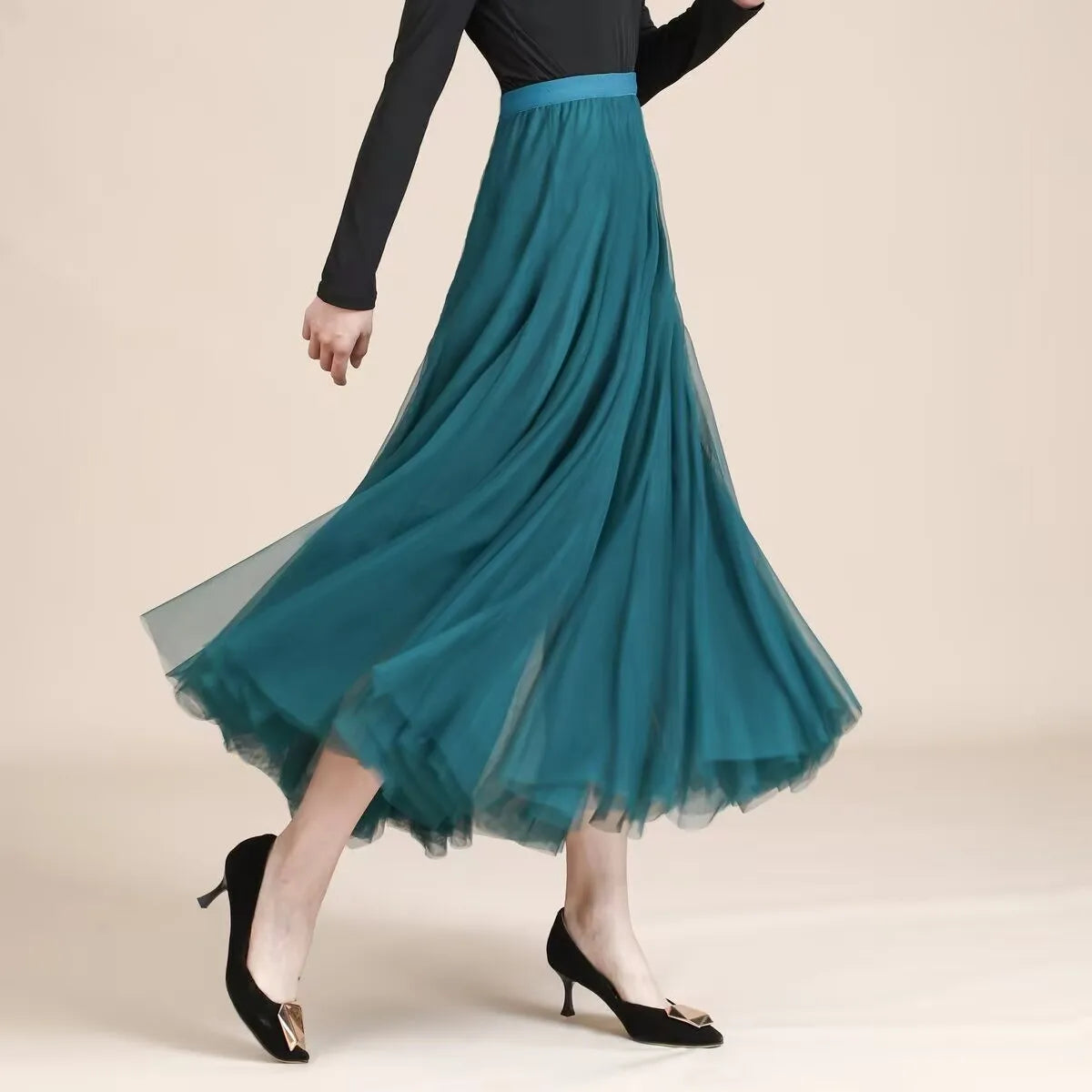 19 Colors 720 Degree Women's Spring Summer New Solid Long Skirt Big Swing Mesh Skirt A-line Dance Skirt