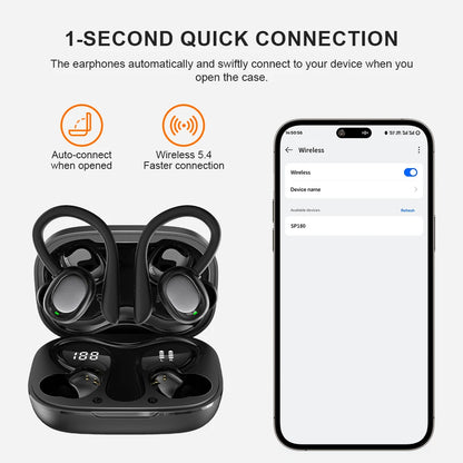 Original Lenovo SP180 Sports Wireless Earphones LED Power Display Hifi Stereo Sound Headset Bluetooth Headphones with Mic