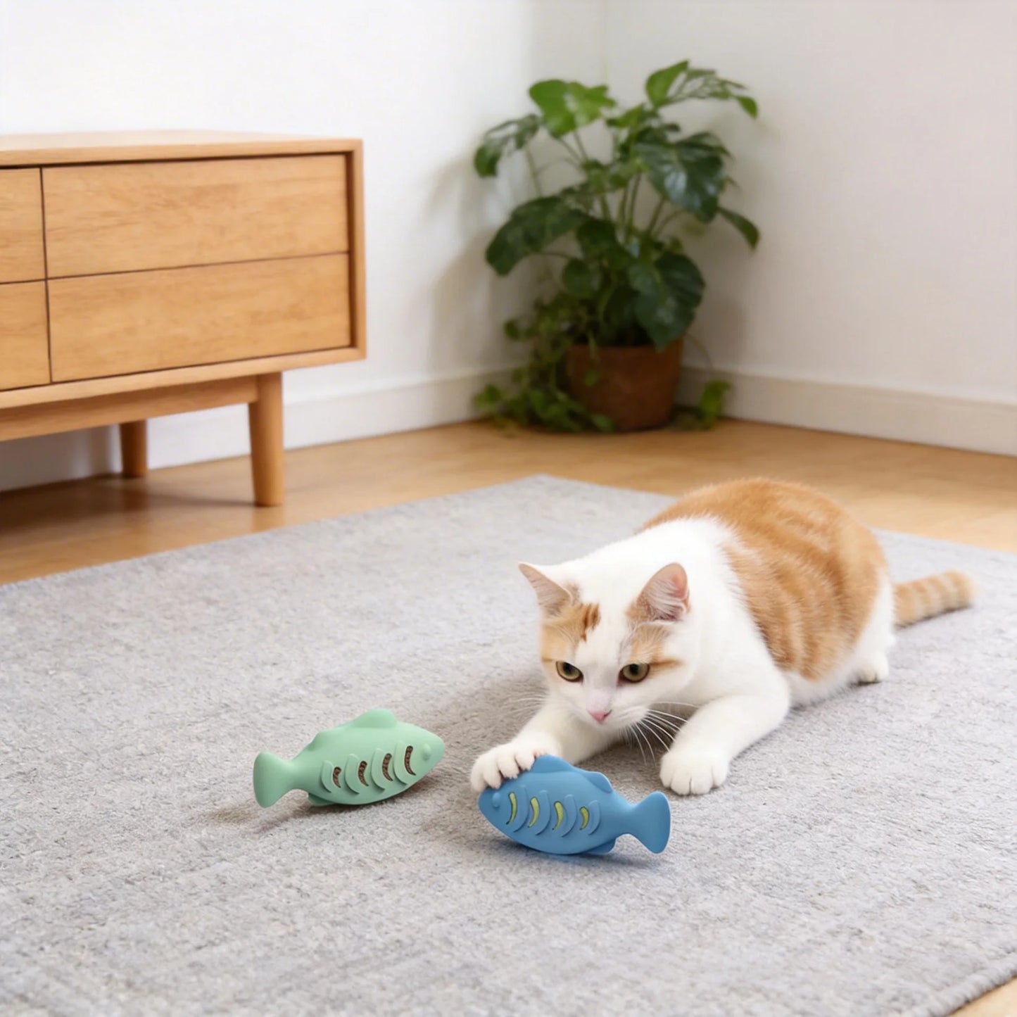 Interactive Fish Shaped Cat Toy Silicone Catnip Chew Toy Treat Dispenser For Boredom Relief Teeth Cleaning Pet Supplies