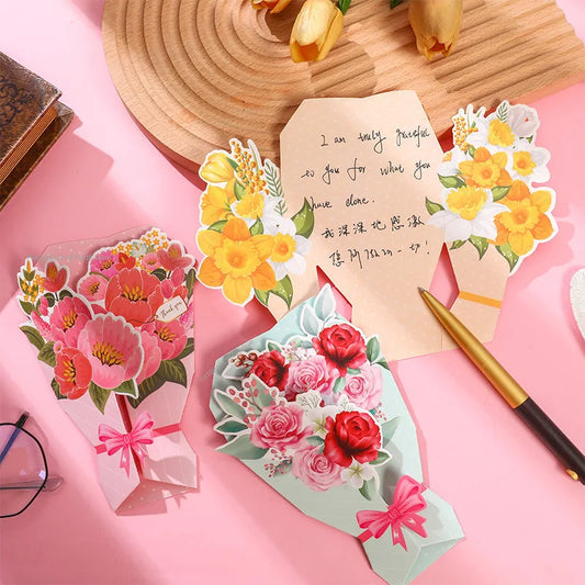 Kreative Nelken-Dankeskarte, wunderschöne Grußkarte mit Blumenmotiv, Geburtstagskarten, Lehrertagsgeschenke