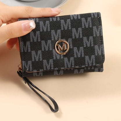 2025 Women's Wallet Short Style Trendy New Three-Fold Fashion Simple Alphabet Portable Multi-Card Holder P