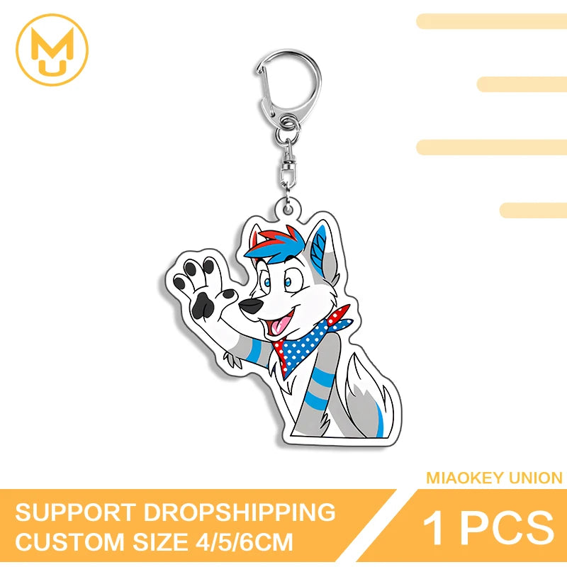 Furry Wolf Fashionable Eye Catching Lively Edgy Acrylic Keyring Charming Adorable Exquisite Anime Jewelry Accessories Gifts