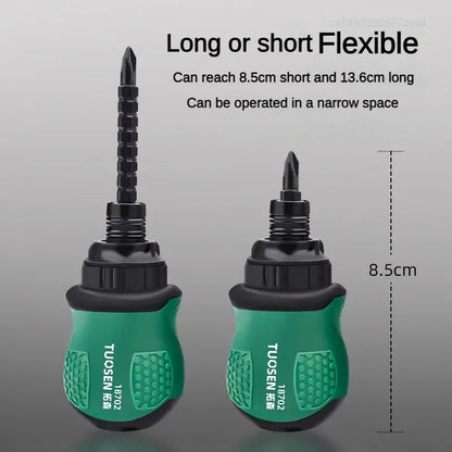 13 in 1 Ratchet Screwdriver Set Short Handle Cross Groove Drill Telescopic Dual Purpose Home Magnetic Repair Tools Kit