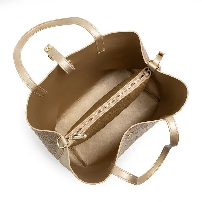 CH Luxury Tote Handbag For Women Large Capacity Work Shoulder Bag Elegant Golden Shopping Shoulder Purse