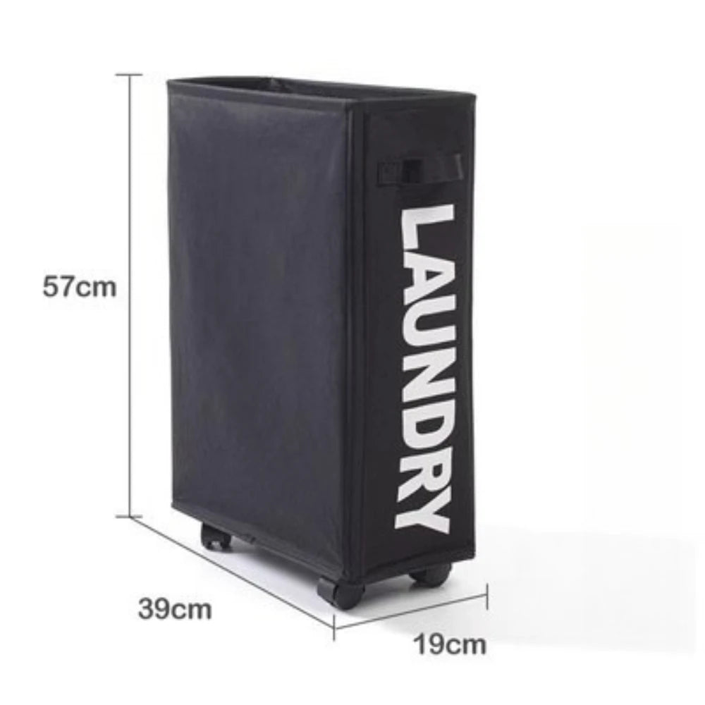 Yoga Mat Storage Artifact Home Dust-proof Storage Basket with Wheels Dirty Clothes Hamper Narrow Space Storage Organizer