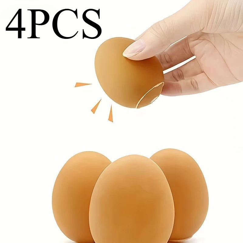 4Pcs Squeaky Egg Pet Chew Toys, Thermoplastic Rubber Interactive Balls, Teething Toys for Dogs and Cats