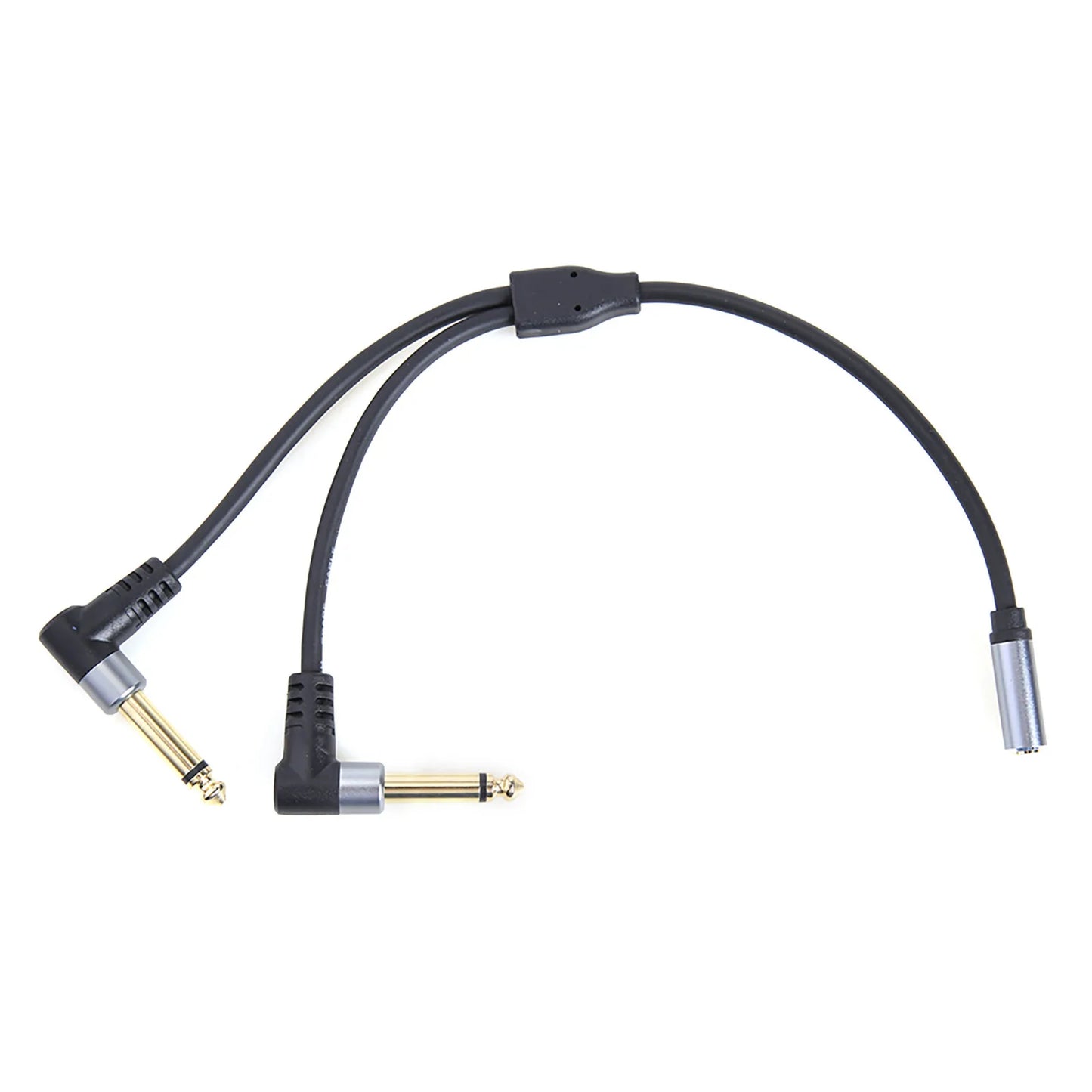 3.5mm 1/8 TRS Female Jack To Dual 6.35mm 1/4 TS Mono Right Angle Plug Stereo Y Splitter Audio Cable for Phone PC Speaker Mixer