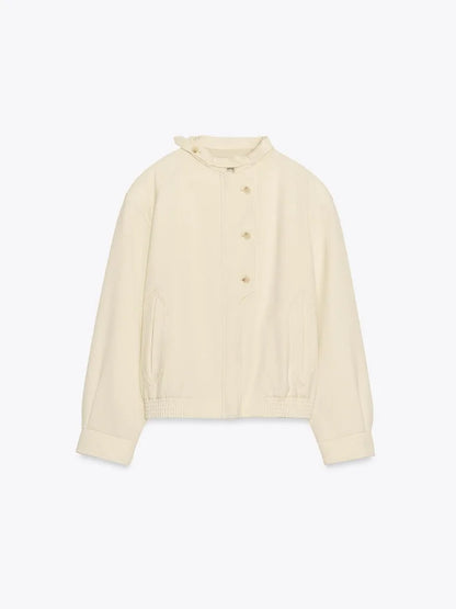 White Lapel Single Breasted Jacket Women Casual Full Sleeve Pocket Short Coats Wide Led Pant Lady Autumn Highstreet Outerwear