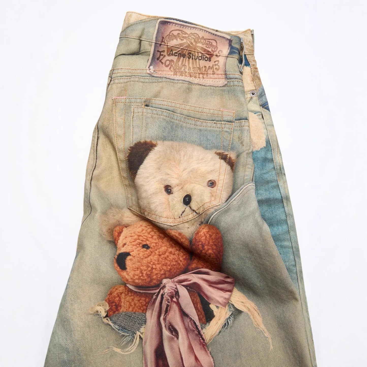 Retro Anime Jeans Y2K Clothing Mens Womens Hip Hop Anime Character Graphic Print Blue Baggy Jeans Casual Trousers