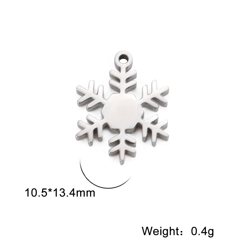 5pcs/Lot Snowflake Charms Stainless Steel Pendant for Necklace Bracelet Earring Jewelry Making DIY Accessories Wholesale