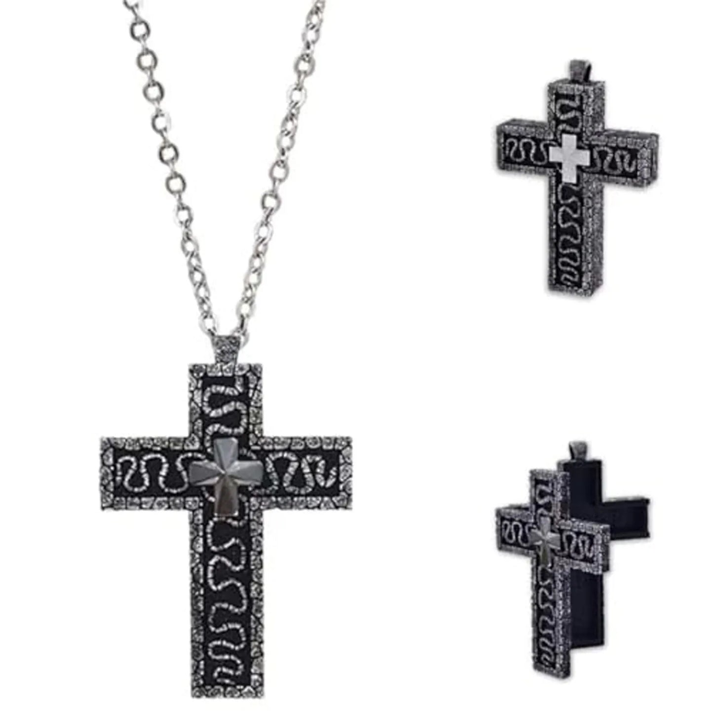 2025, Squid Necklace Set, Cross Shaped Necklace With Compartmen, Necklace With Cross Shaped Necklace Pendant Desig