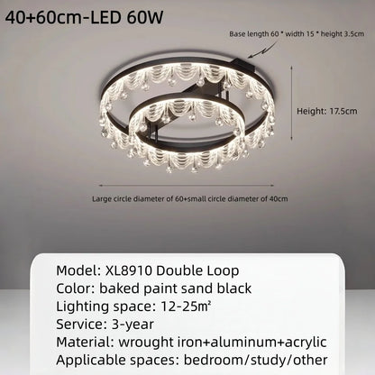 Ceiling Light LED Simple Modern Atmospheric Light Luxury Full Spectrum Eye Protection Room Lamp Use Suitable for Home Decoration