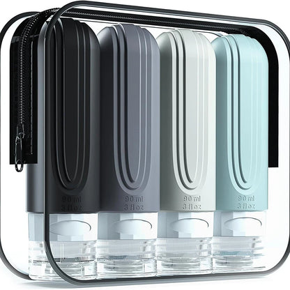 4pcs/set Travel Bottles for Toiletries, 90ml Travel Size Containers BPA Free Leak Proof Refillable Liquid Silicone Squeezable