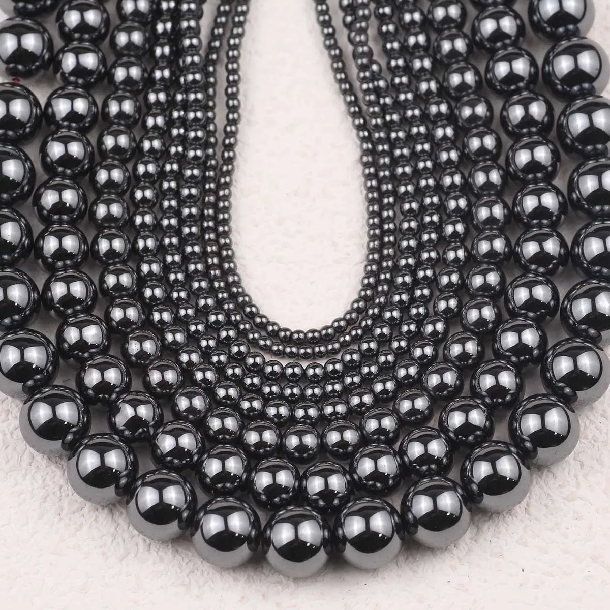 BTFBES 2-10mm Silver Color Round Beads Natural Stone Hematite Gem Non-magnetic Loose Ball For Jewelry Bracelet Necklace DIY 15''