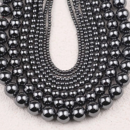 BTFBES 2-10mm Silver Color Round Beads Natural Stone Hematite Gem Non-magnetic Loose Ball For Jewelry Bracelet Necklace DIY 15''