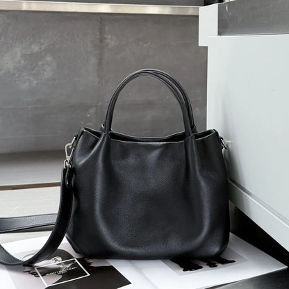 YANATARI Cowhide Genuine Leather Handbags Women Vintage Shoulder Bag Bucket Bag Soft Leather Luxury High Quality Crossbody Bag
