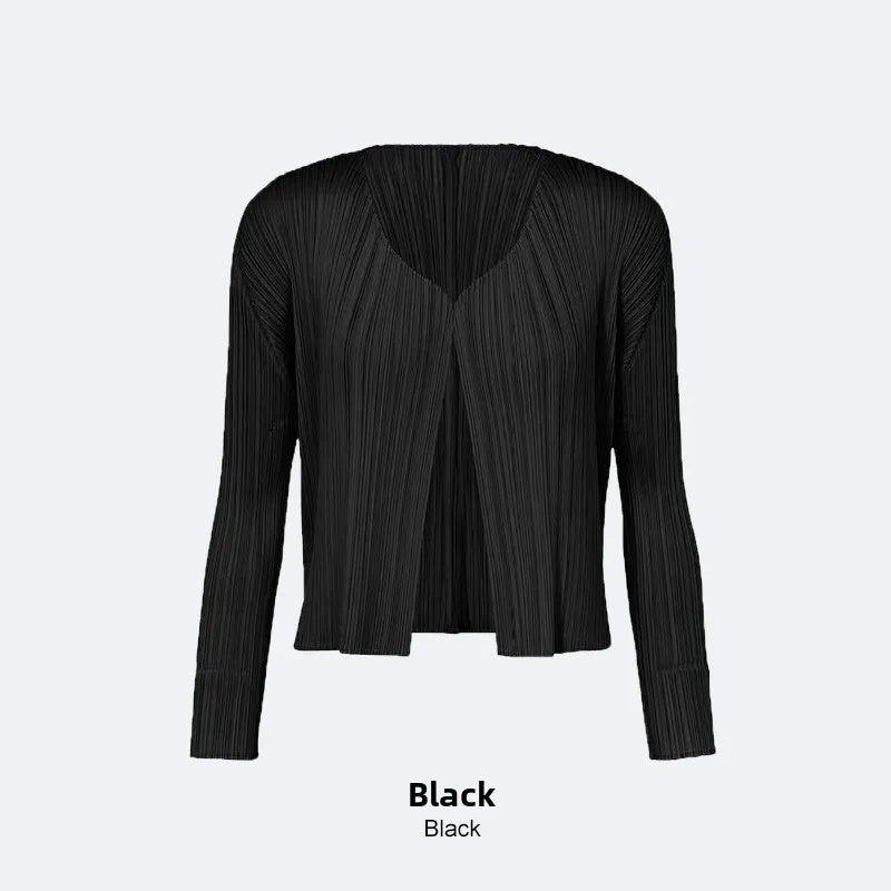 Slimming Woven ort Coat Jaet Women's Faion Spring Autumn Thin Design Sense Folded Cardigan Outerwear Sli Outer Layer