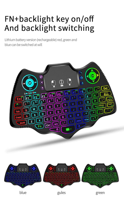 MRSVI V18 Mini-Funktastatur 2,4 GHz BT Touch 7-farbige Hintergrundbeleuchtung Französisch Spanisch Russisch Air Mouse Tastatur Geschenk für Android TV Box