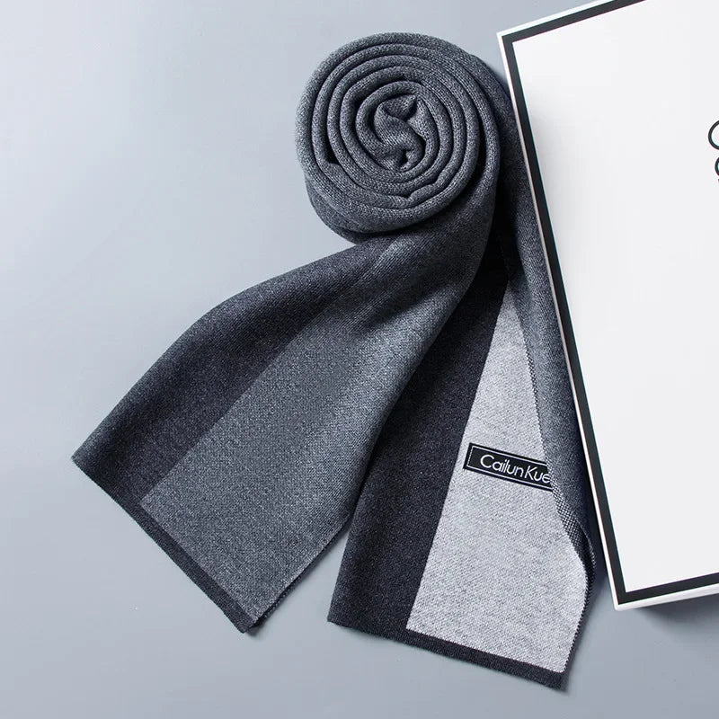 High Quality Wool Men Scarf Autumn Winter Classic Business Thermal Muffler Male Soft Korean Version Long Thick Warm Shawl No Box