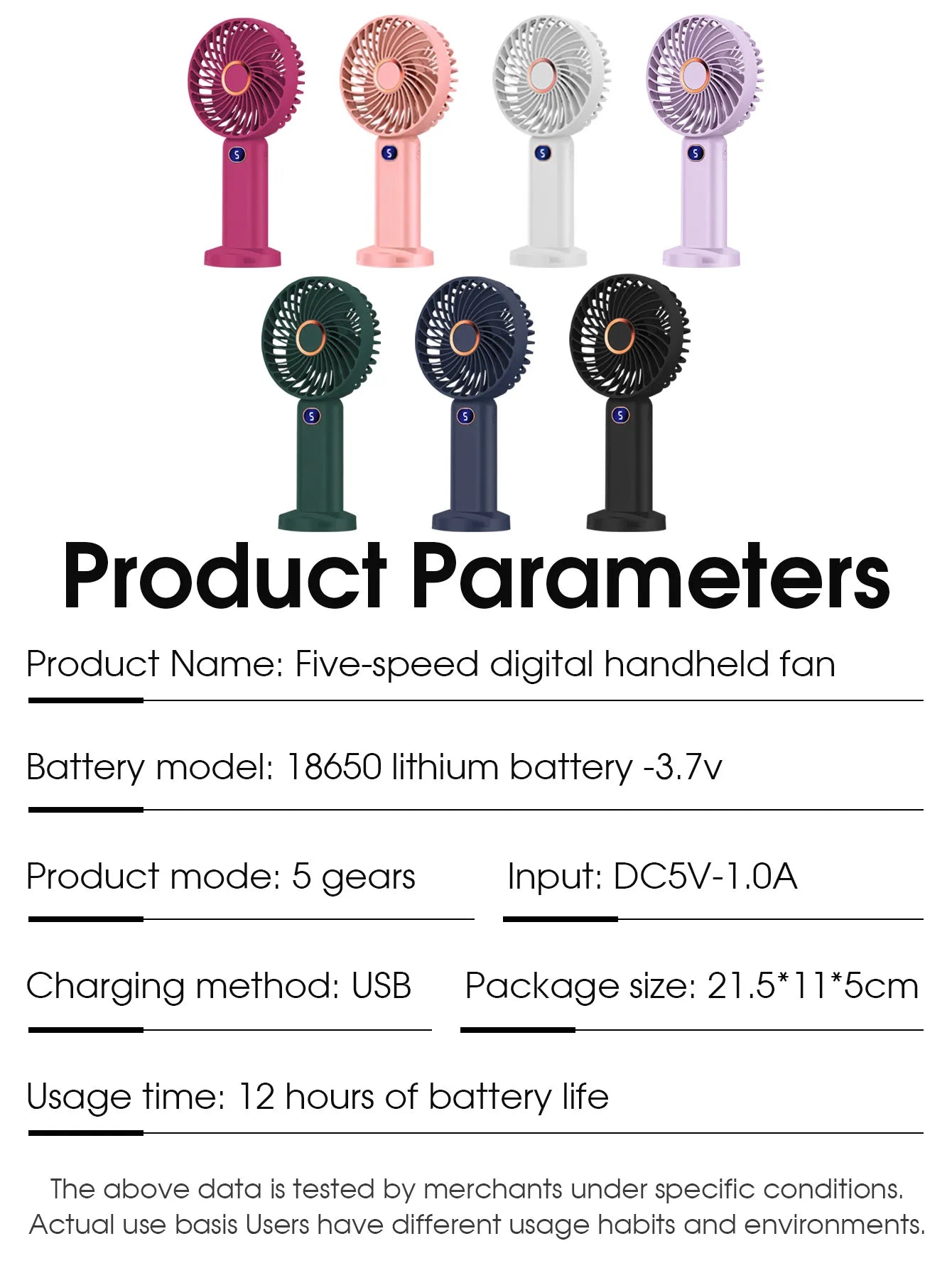 Portable Handheld Fan, Electric Fan with Digital Display, Handheld/neck Hanging/desktop Fan, Eyelash Fan, Makeup Fan