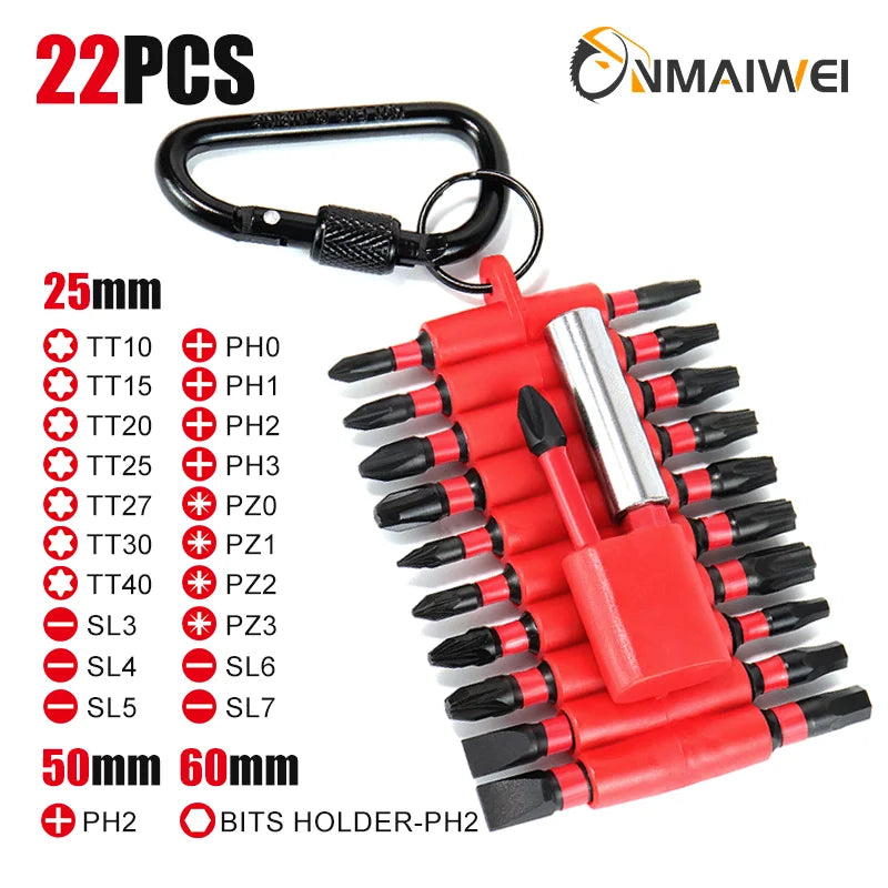 22-Piece S2 Alloy Steel Screwdriver Set with Strong Magnetic Bits Phillips/Flathead/Mi-Shaped/Square Ultra-Hardness Rust-Proof W
