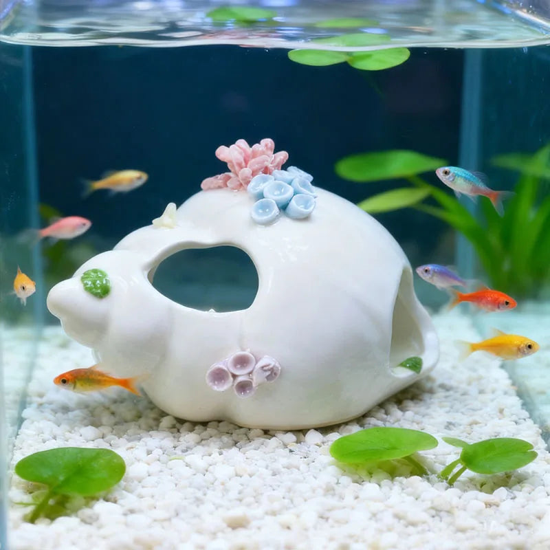 Ceramic aquarium ornament, designed for fish to rest on, adding a touch of nature to your aquarium