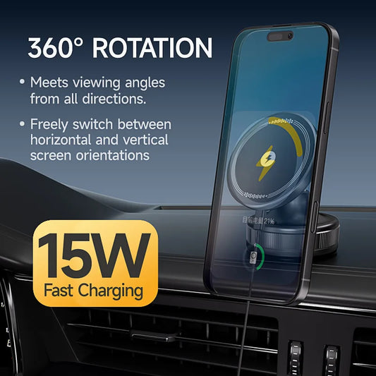 Electric Vacuum Magnetic Car Phone Wireless Charger Holder Suction Mirro Gym Bath Shower