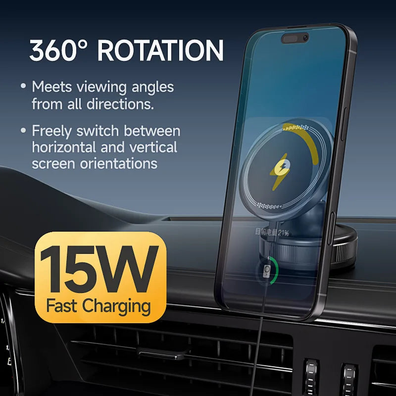 Electric Vacuum Magnetic Car Phone Wireless Charger Holder Suction Mirro Gym Bath Shower