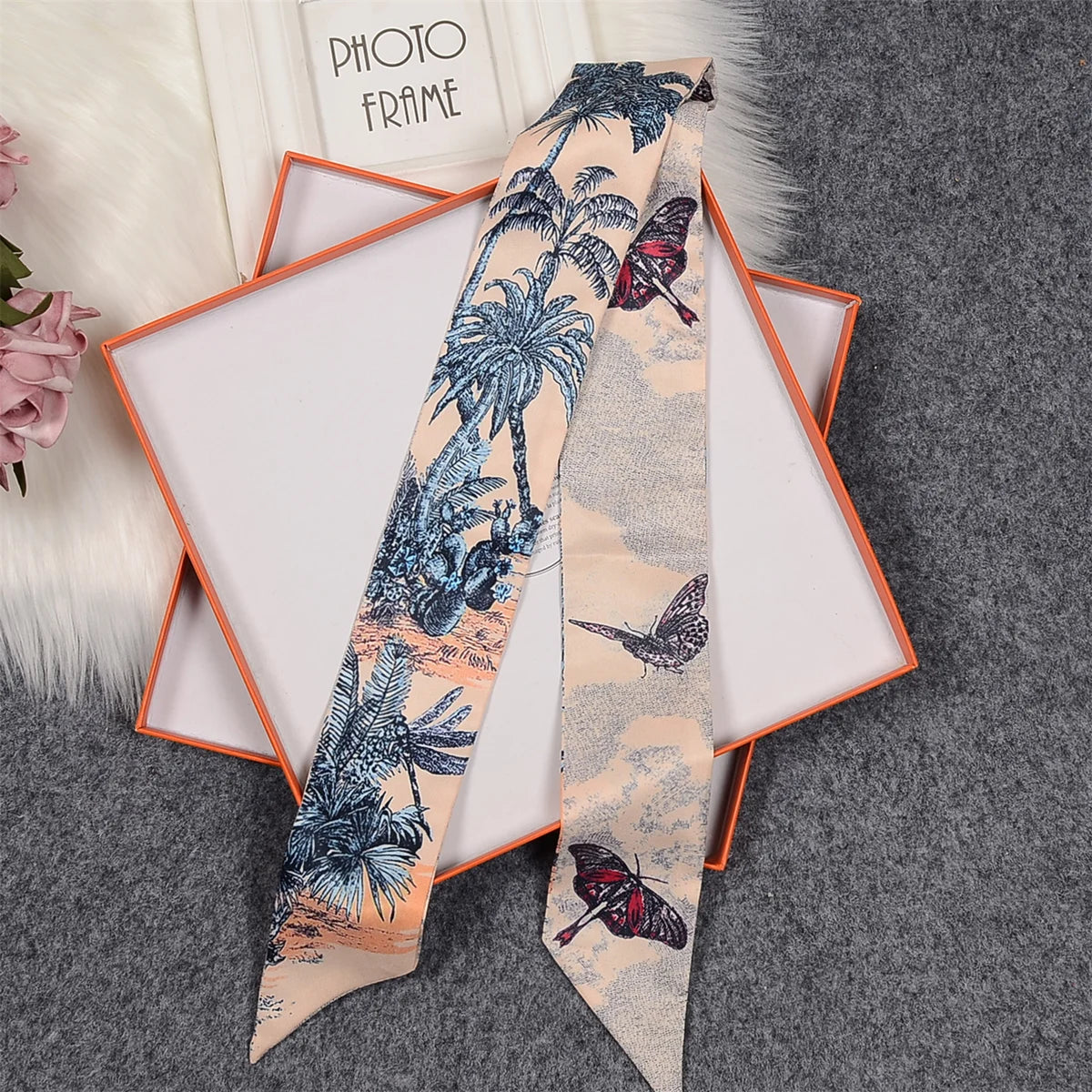 2024 New Luxury Brand Scarf Tarot Women Scarf Bag Hair Skinny Silk Scarves Design Foulard Neckerchief Headband For Ladies