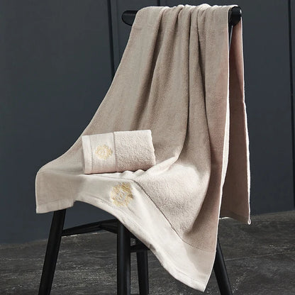 Large 140x70cm Bath Towels Cotton Thick Shower Towel Cover Embroidered Gift Sport Colors - Blue White Brown Black Green Grey