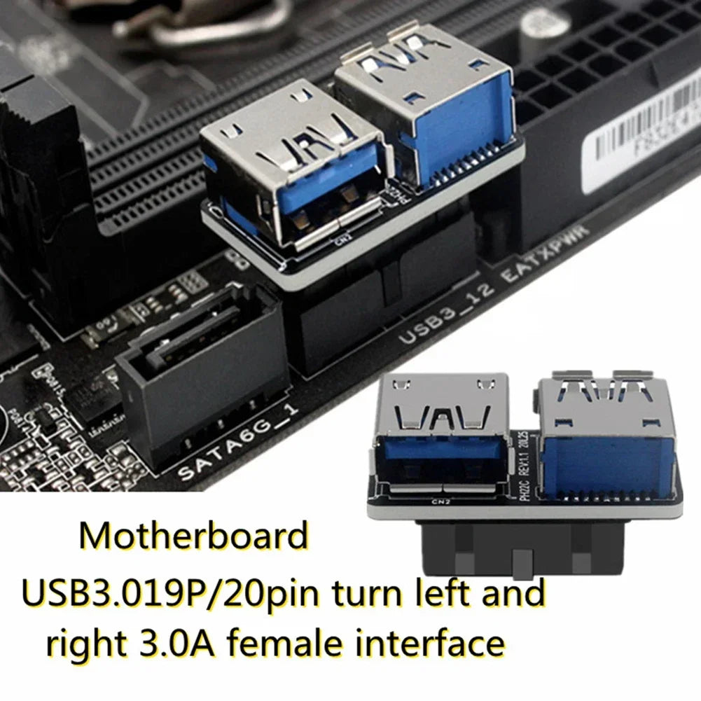 Motherboard USB 3.0 19/20Pin To Two Ports USB 3.0 A Socket Internal USB Converter Adapter for Desktop PC Mainboard Expansion
