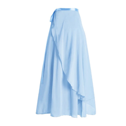 Women Ballet Dance Skirt Asymmetric Long Dance Skirt Wrap Skirt with Tie Waist Skate Over Scarf Skirt Dancewear