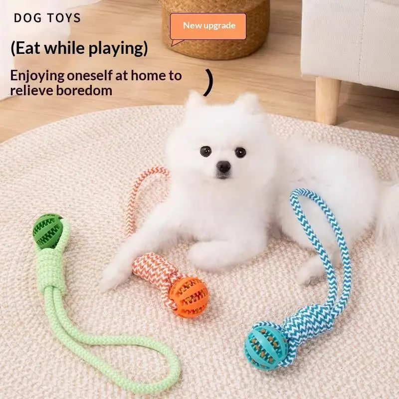 Pet Teeth Cleaning Treat Dispensing Rope Ball Toy, Interactive Tug Rope Chew Toy for Dogs, Slow Feeder Relieve Boredom