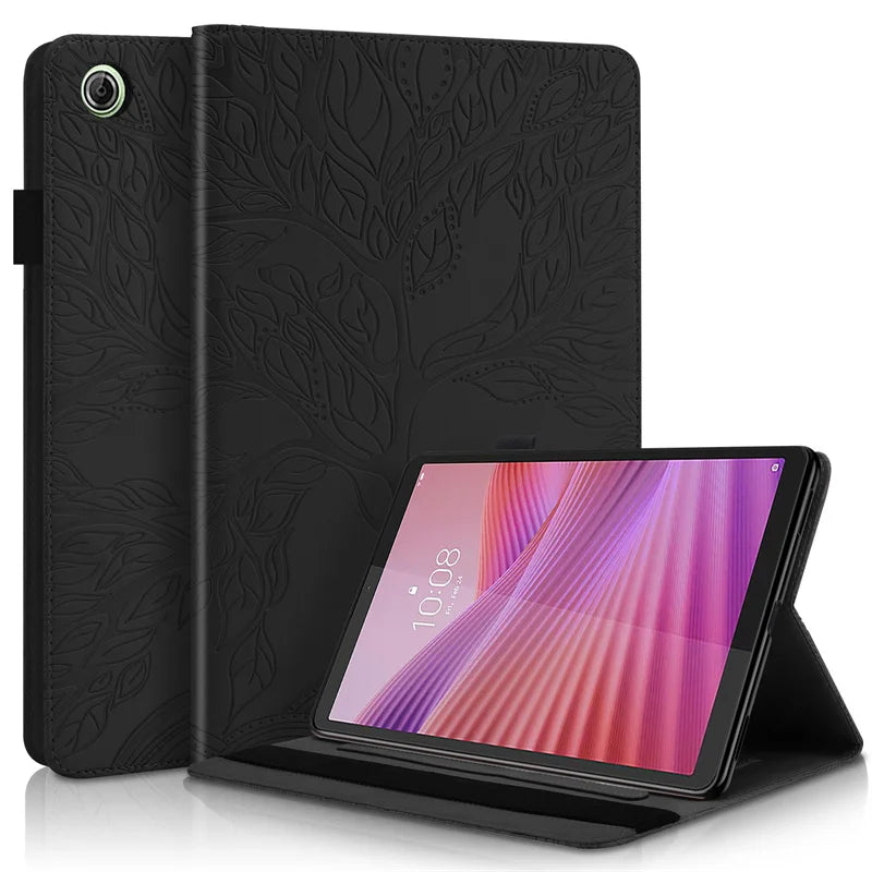 Tablet Funda For Lenovo Tab One 8.7 Case TB305FU TB305XU Emboss Tree Wallet Stand Cover For Lenovo Tab One / Lenovo Tab K9 Case